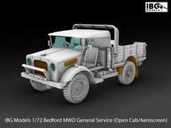 画像2: IBG 1/72 ベッドフォードMWD軽軍用トラック・オープンキャブ・エアロスクリーン型【プラモデル】  