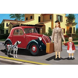 画像: ブロンコモデル 1/35 イタリア フィアット500トッポリーノ乗用車ハードトップ民間型 女性・女児&犬 【プラモデル】