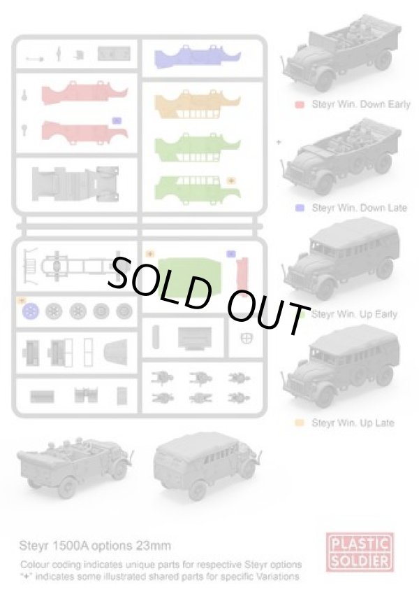 画像2: プラスチックソルジャー 1/72 ドイツ軍 シュタイヤー重兵員車 前期型/後期型 (3キット入り)【プラモデル】 