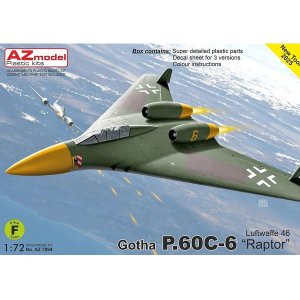 画像: AZモデル 1/72 ゴータ P.60C-6 ラプター ルフトバッフェ 1946年【プラモデル】  