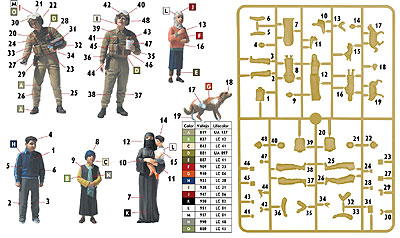 画像: マスターボックス 1/35 米・装甲車両兵士２体+中東婦人＆子供【プラモデル】