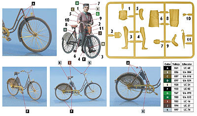 画像: マスターボックス 1/35 欧州民間女性用自転車+婦人１体WW-II-エッチングパーツ 【プラモデル】