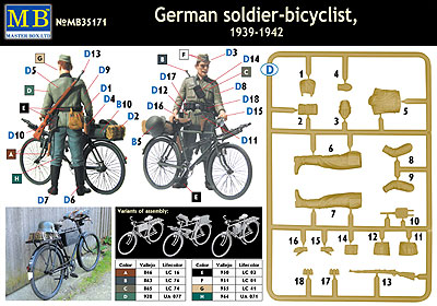 画像: マスターボックス 1/35 独・歩兵１体+軍用自転車1939-42年-エッチングパーツ【プラモデル】 