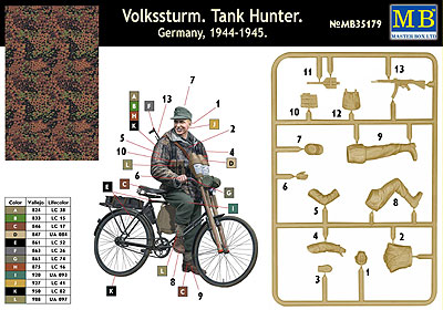 画像: マスターボックス 1/35 独・国民突撃隊1体-タンクキラー+軍用自転車エッチングパーツ【プラモデル】 