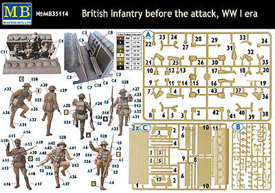 画像: マスターボックス 1/35 英・歩兵部隊５体-アタック出撃WW-I-塹壕ミニジオラマ付【プラモデル】