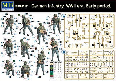 画像: マスターボックス 1/35 独・歩兵5体大戦前期制服WW-II【プラモデル】