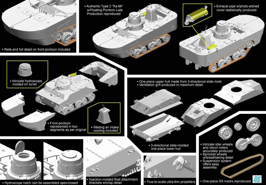 画像: ドラゴン 1/72 WW.II 日本海軍 水陸両用戦車 特二式内火艇 カミ 後期型フロート付【プラモデル】