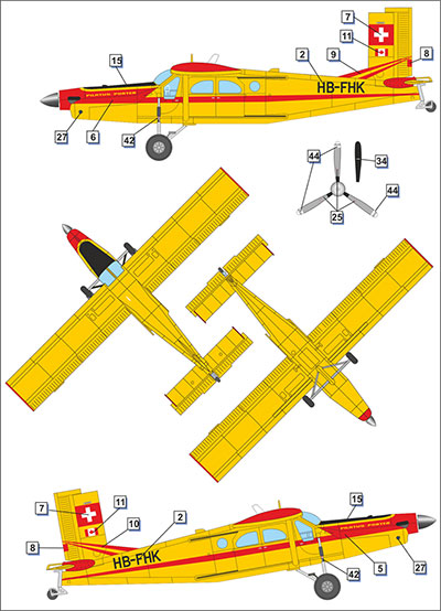 画像: ドラウィングス 1/72 スイス・ピラタスPC-6ターボポーターSTOL小型輸送機【プラモデル】