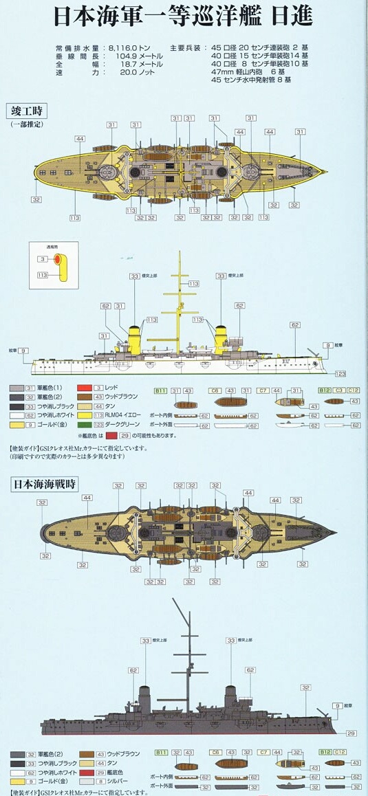 画像: フォーサイト 1/700 日本海軍 1等巡洋艦 日進【プラモデル】 