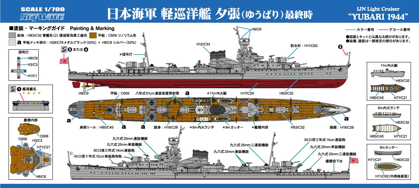 画像: ピットロード 1/700 日本海軍 軽巡洋艦 夕張 最終時【プラモデル】 