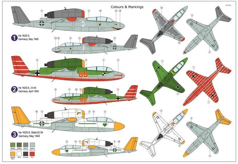 画像: AZモデル 1/72 ハインケル He162S-9 ザラマンダー・Vテール複座ジェット機【プラモデル】 