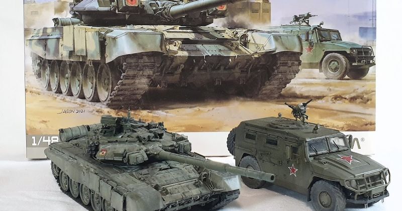 画像: SUYATA 1/48 T-90A 主力戦車 & GAZ-233014 タイガー【プラモデル】