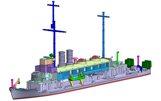 画像: アオシマ 1/700 日本海軍砲艦 勢多/比良【プラモデル】 