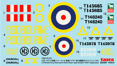 画像: タスカ 1/35 イギリス陸軍 シャーマンMk.III直視バイザー型(初期型サスペンション付き)【プラモデル】